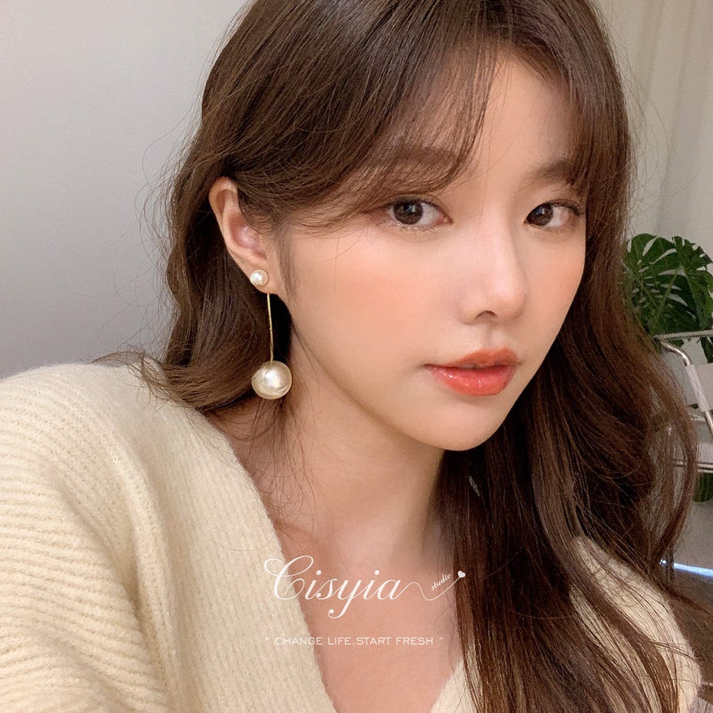 Bông Tai Dáng Dài Đính Ngọc Trai Đơn Giản Thời Trang Phong Cách Hàn Quốc Cho Nữ S925