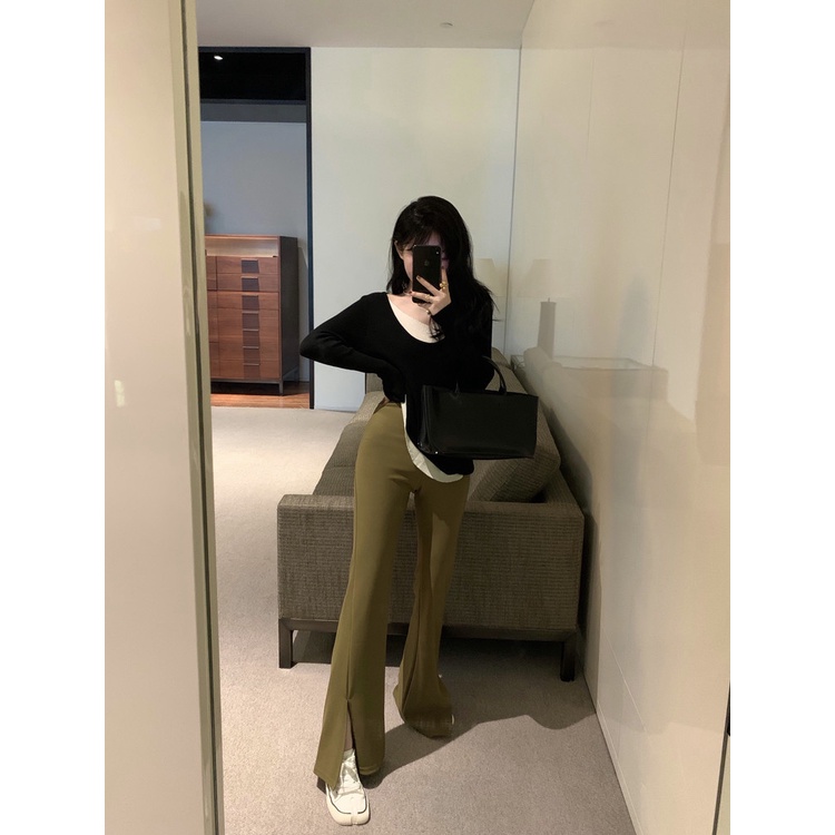 Quần dài lưng cao dáng ôm thời trang thu đông sành điệu | BigBuy360 - bigbuy360.vn