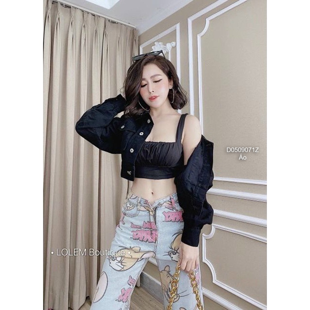 Áo khoác kaki jean tay dài túi nắp 2 bên!