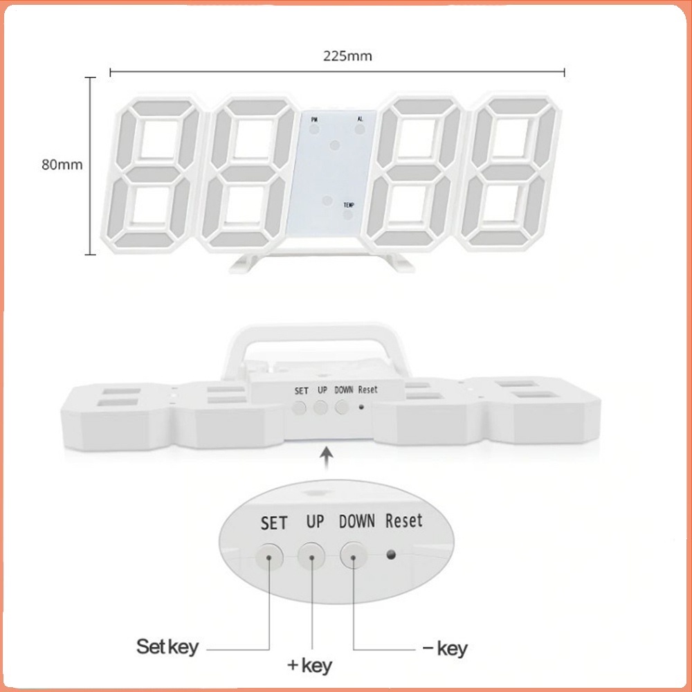 Đồng hồ điện tử Led 3D để bàn treo tường trang trí phòng khách  DEXI