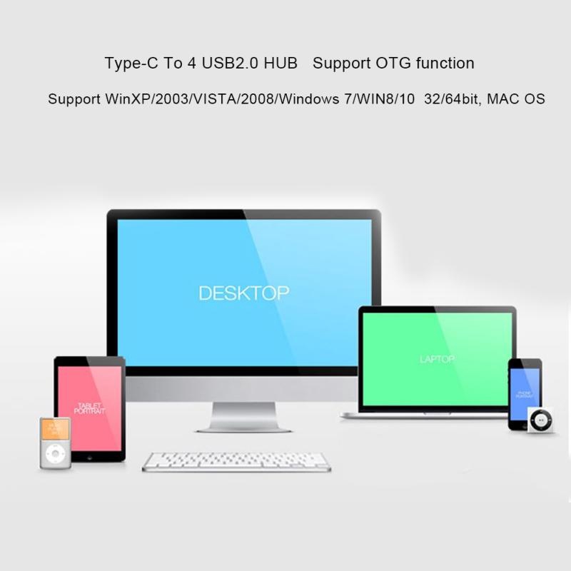 Cáp 4 trong 1 chuyển đổi đầu cắm USB3.1 Type-C sang 3 cổng USB2.0 và hub OTG