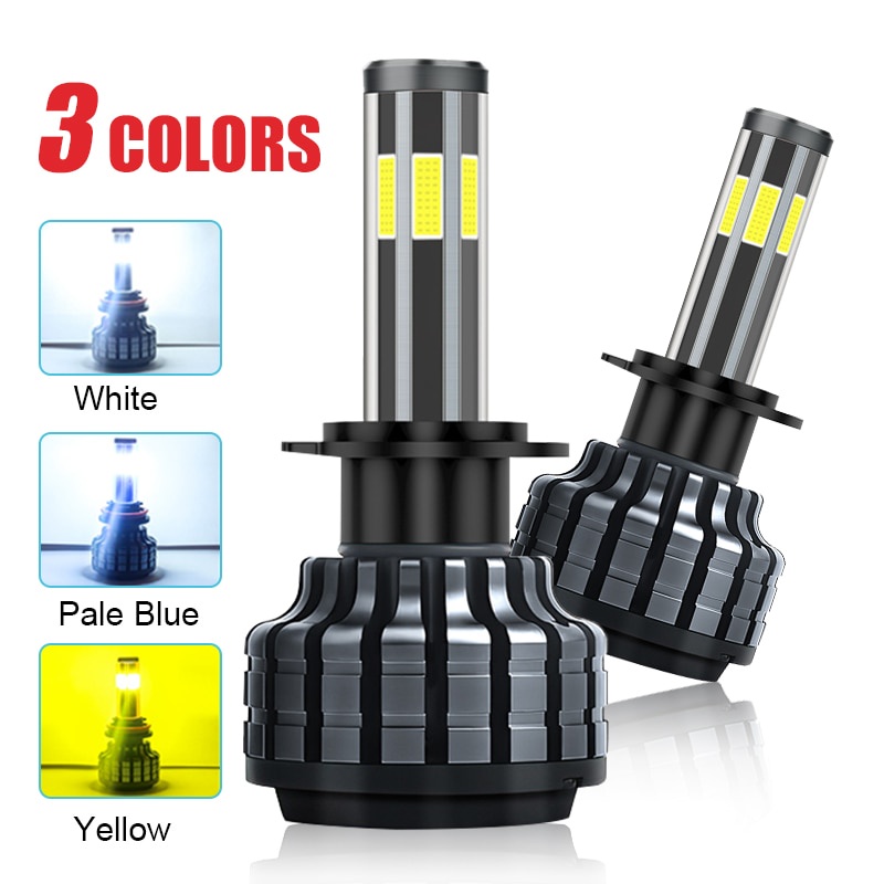 Set 2 Đèn Pha H1 H3 H4 H7 9005 9012 H8 12V 110W 22000LM 6 Mặt Siêu Sáng Dành Cho Ô Tô