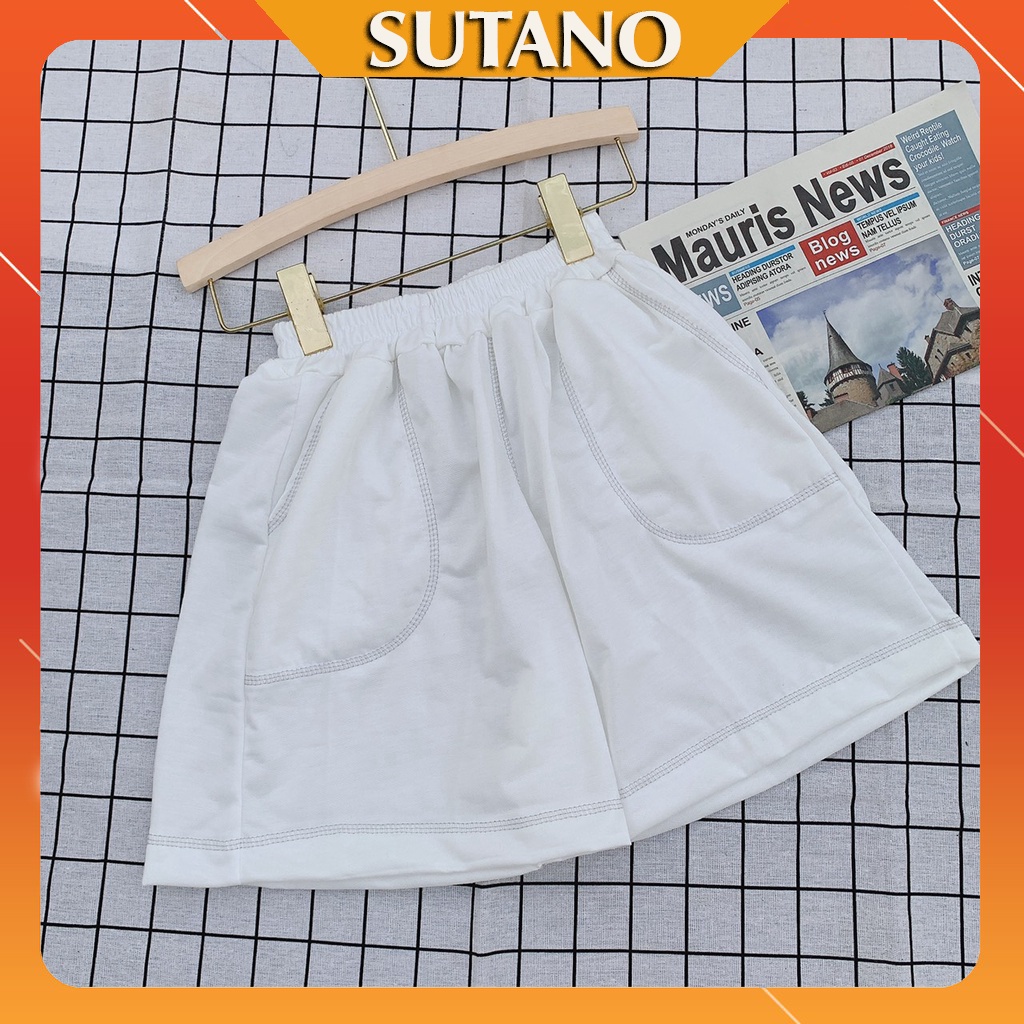 Quần Short  đùi nữ chỉ nổi SUTANO chạy viền dáng suông, thun trơn nhiều màu Q400 | BigBuy360 - bigbuy360.vn