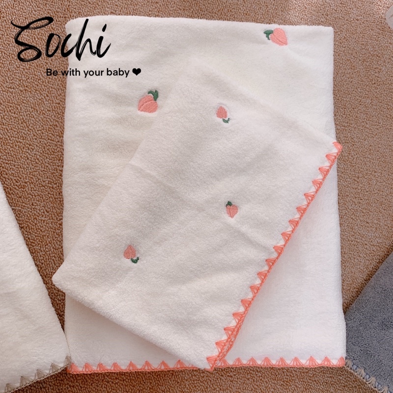 Set chăn, khăn tắm đa năng vải len san hô cao cấp cho bé