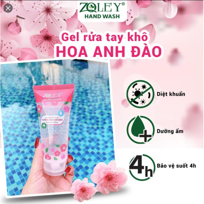 Gel rửa tay khô Zoley 100ml hoa anh đào/bạc hà/trà xanh