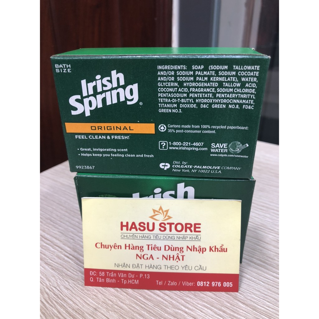 Xà bông cục diệt khuẩn Irish Spring Deodorant Soap Original 104,5g