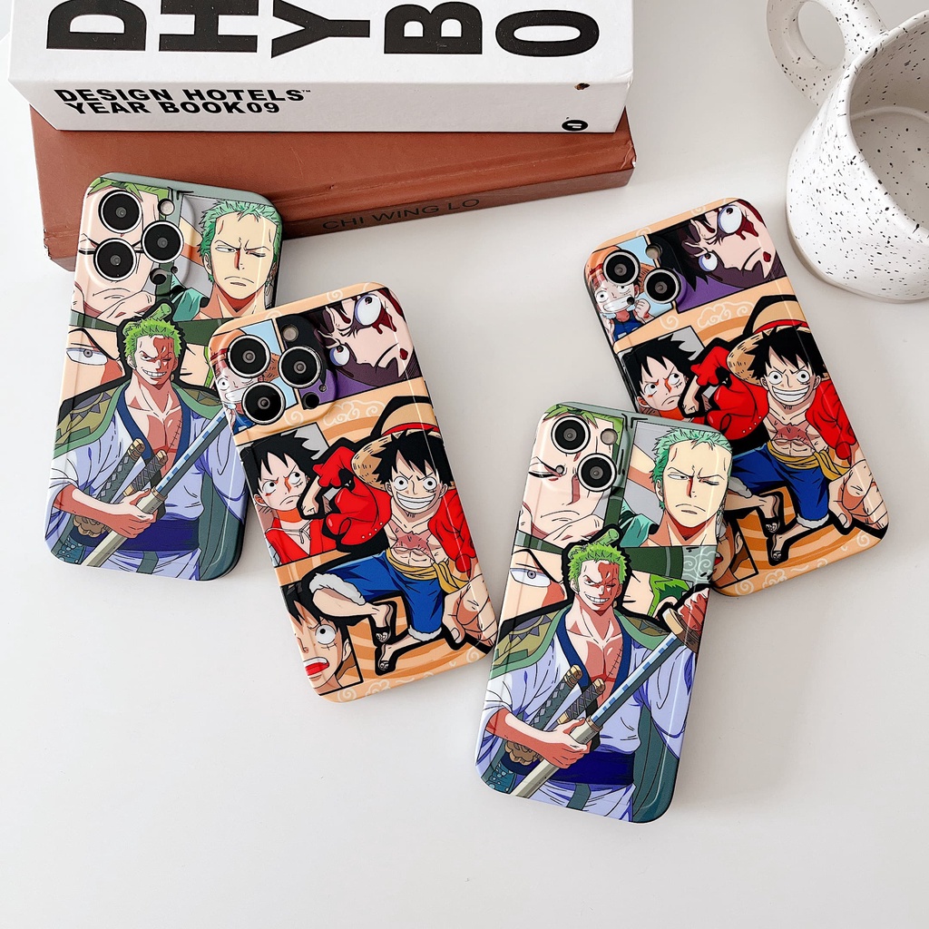 Ốp Điện Thoại Họa Tiết Hoạt Hình Zoro Và Luffy Chống Sốc Cho iPhone 14 / 13 / 12 / 11