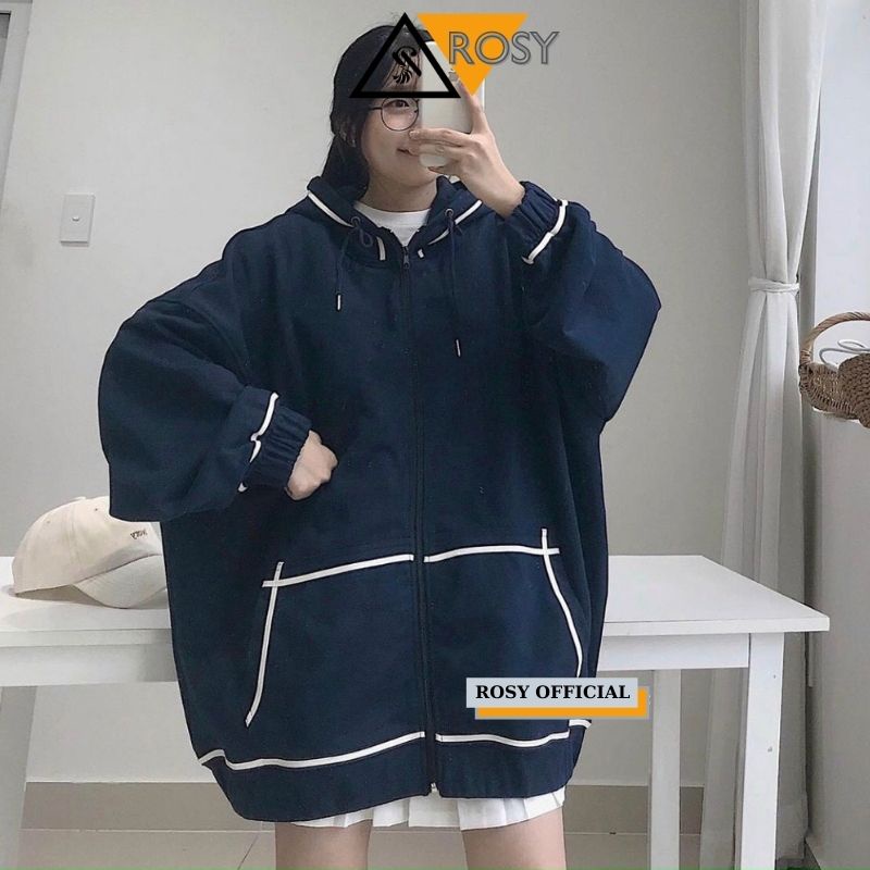 Áo khoác hoodie form rộng chạy viền tay chất nỉ ngoại dày dặn cao cấp