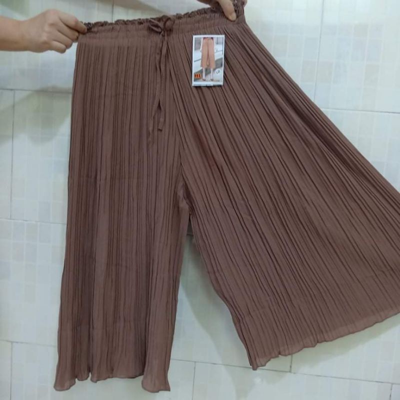 Quần ống rộng dập ly chất voan dày bản chun to thiết kế dáng dài và dáng lỡ