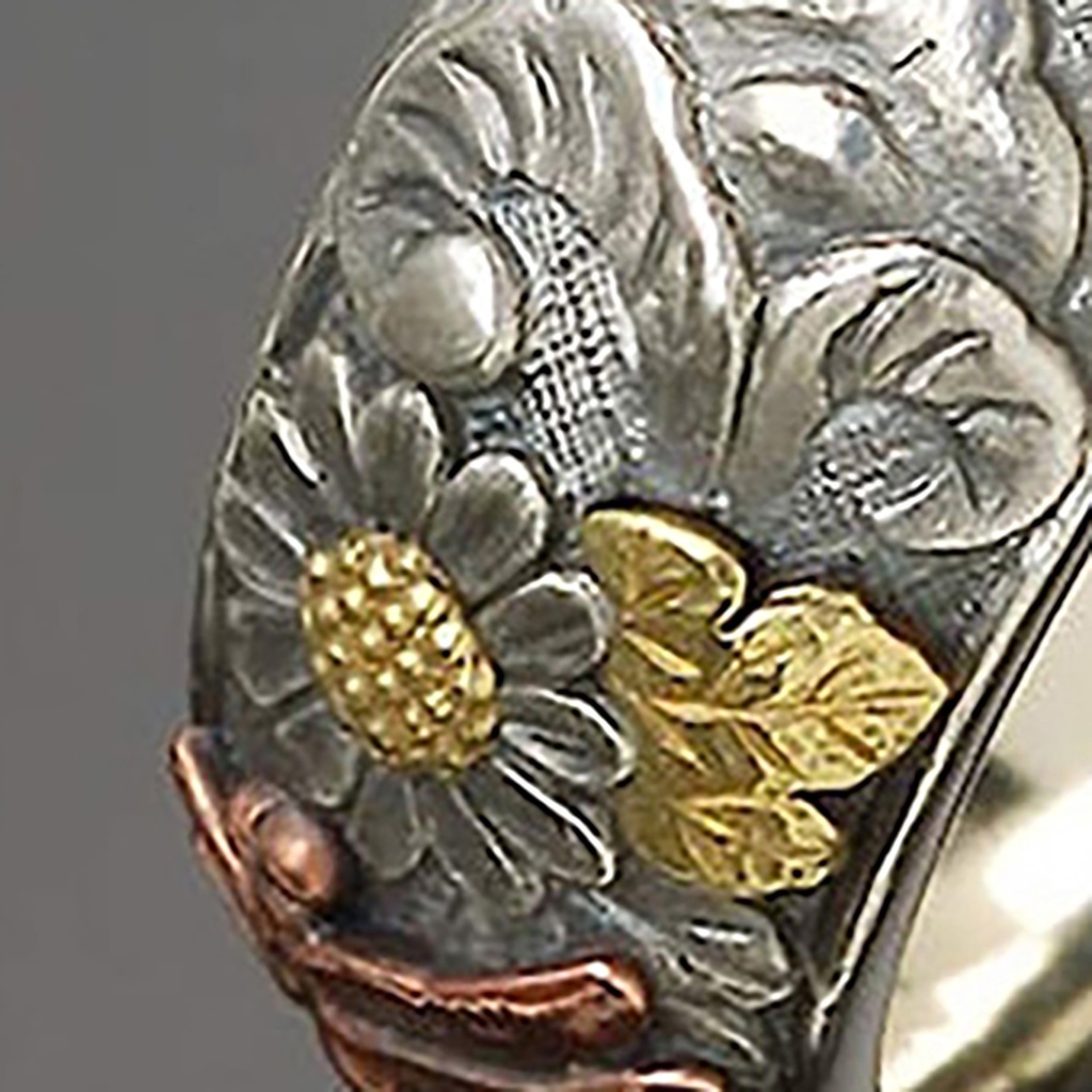 Nhẫn Hợp Kim Hình Chuồn Chuồn Và Hoa Hướng Dương