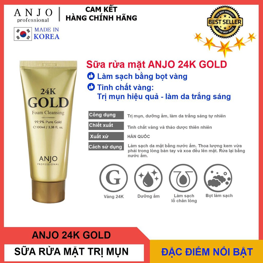 [Xả kho 3 ngày] Sữa rửa mặt 24K GOLD FOAM CLEANSING 100ml | BigBuy360 - bigbuy360.vn
