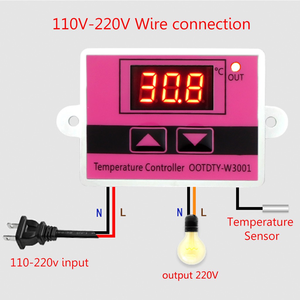 Bộ điều khiển nhiệt độ điện tử w3001 AC 110V 220V màn hình LED