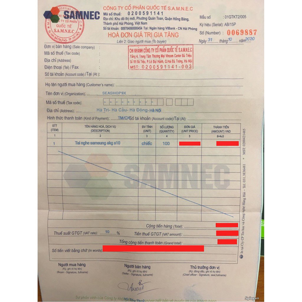 Tai Nghe AKGG SSamsunng S10- Tai nghe nhét tai có dây ,+ Tặng 4 nút tai phụ - SEA SHOP9X