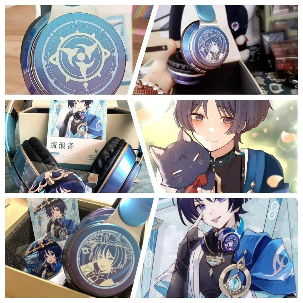 Tai Nghe Chụp Tai Genshin Wanderer Bluetooth Không Dây Hỗ Trợ Thẻ TF Ba Chế Độ Thoải Mái Có Thể Gập Lại