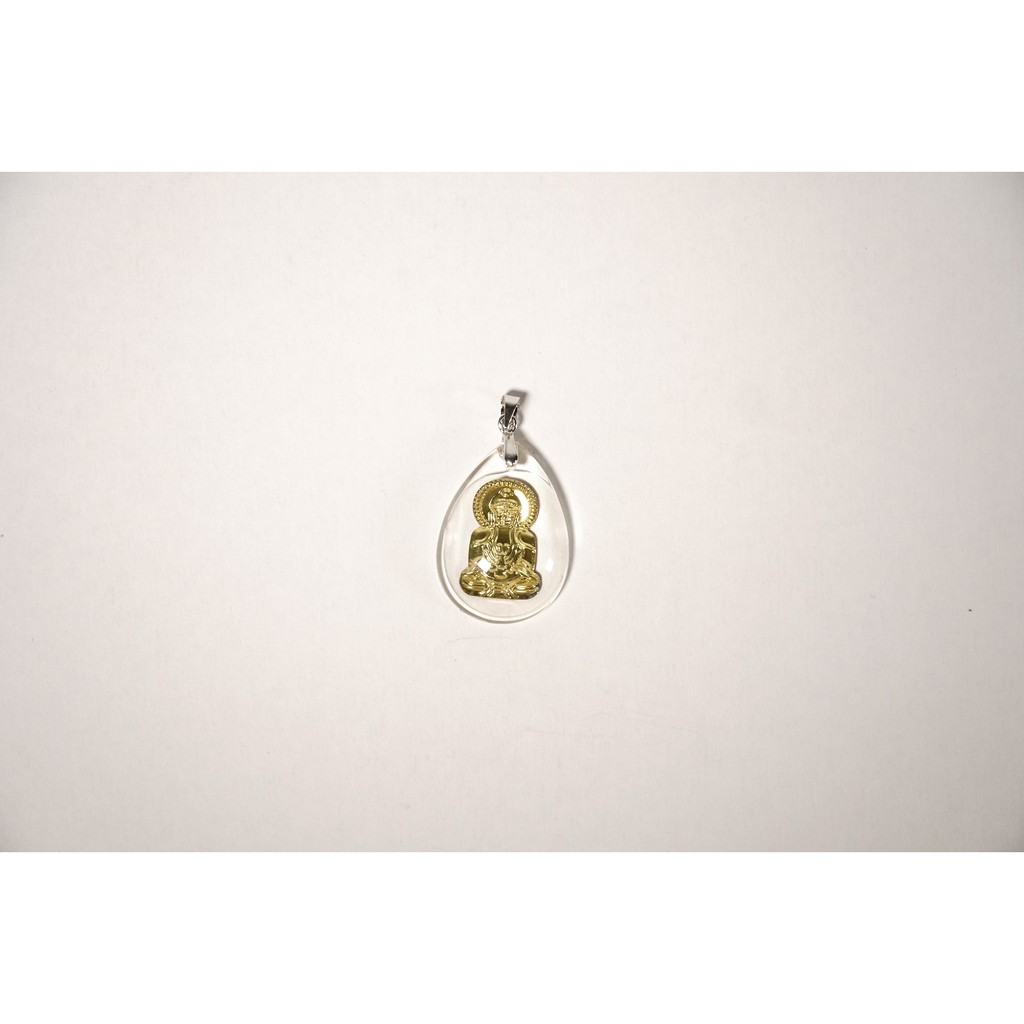 Mặt tượng dây chuyền Phật Quan Âm Bồ Tát pha lê giọt nước mạ vàng có móc inox sẵn đẹp bền | BigBuy360 - bigbuy360.vn