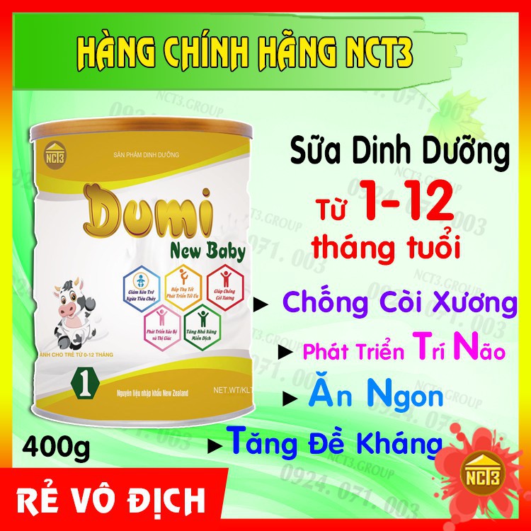 (Rẻvôđịch)  DUMI NEW BABY Hộp (400g) ( Hàng chính háng công ty NCT3 ) .