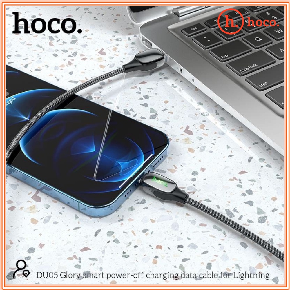 Dây Sạc Iphone Chính Hãng Remax Rc-123i/Hoco DU05 - Cáp Sạc iPhone Tự Ngắt Điện Thông Minh Dài 1M, Có Đèn Led - BH 1 Năm