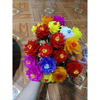 Cành sẵn hoa hồng pha lê đủ màu, cành dài 30cm
