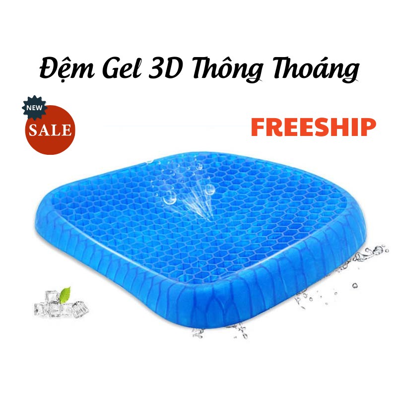 Đệm Ngồi 3D Thoáng Khí, Đệm Gel Tổ Ong Lót Ghế Ngồi Trên Ô Tô