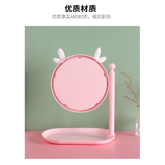 Gương để bàn trang điểm có đế đựng đồ tiện dụng kiểu dáng dễ thương