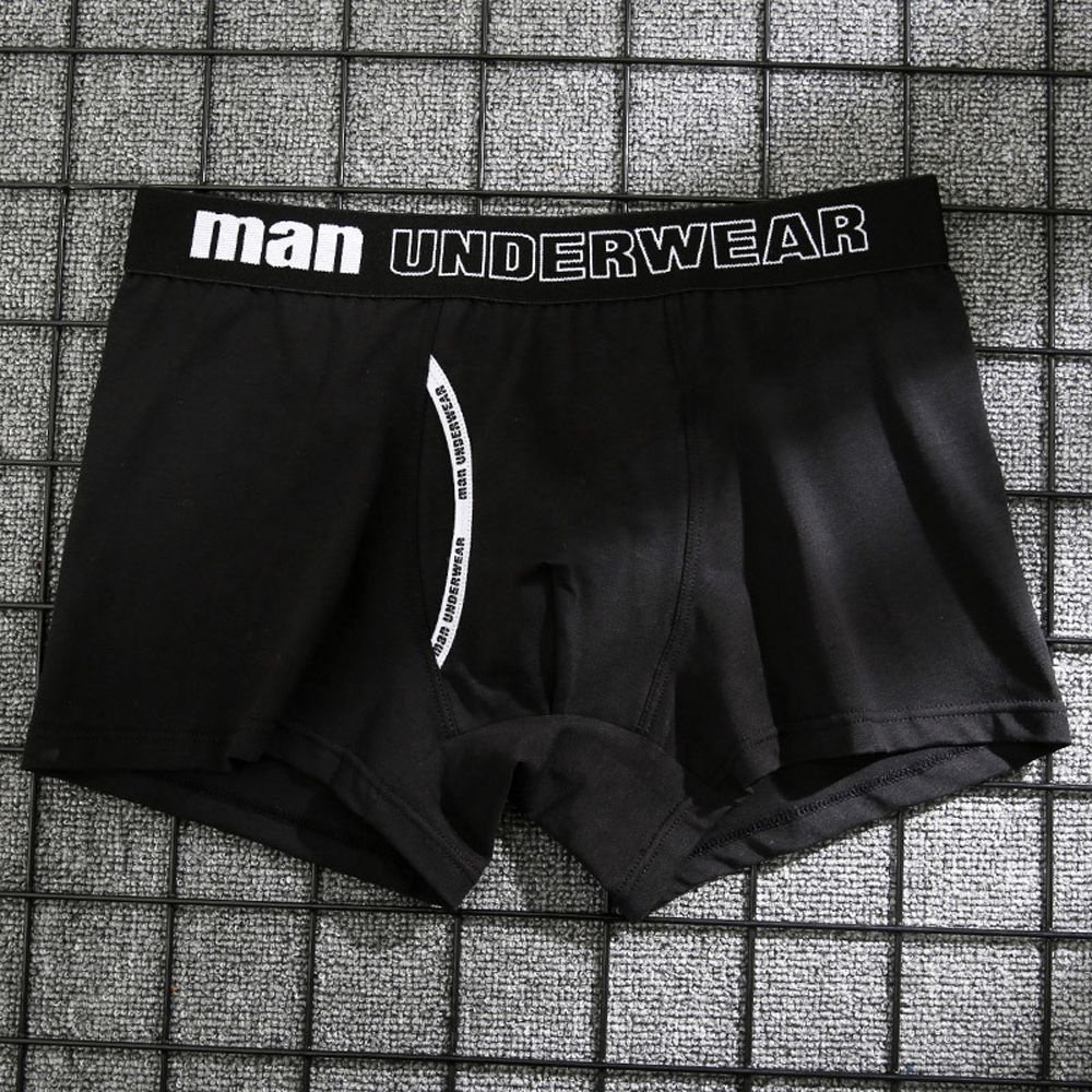 LOMBARD Quần lót boxer không đường may thoáng khí thoải mái màu trơn in chữ phong cách Hàn Quốc có size lớn cho nam