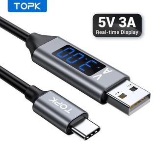 Cáp sạc iphone micro usb type-c nhanh topk ac27 cổng iphone micro usb type-c hiển thị điện áp và dòng điện tphcm