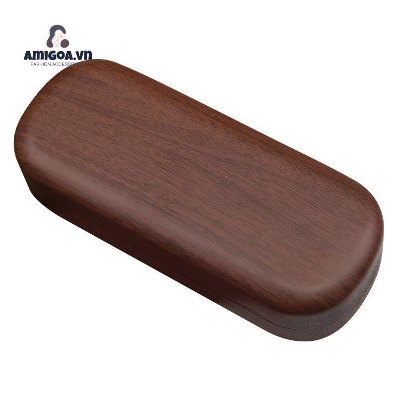 Hộp Đựng Mắt Kính Bằng Da Pu Vân Gỗ Thiết Kế Đơn Giản Thời Trang