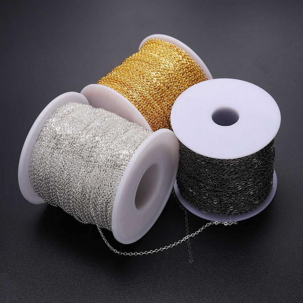 Dây mắt xích oval bằng sắt mạ đồng thời trang dùng để làm đồ trang sức DIY 1.5 2.0 2.5 3.5mm