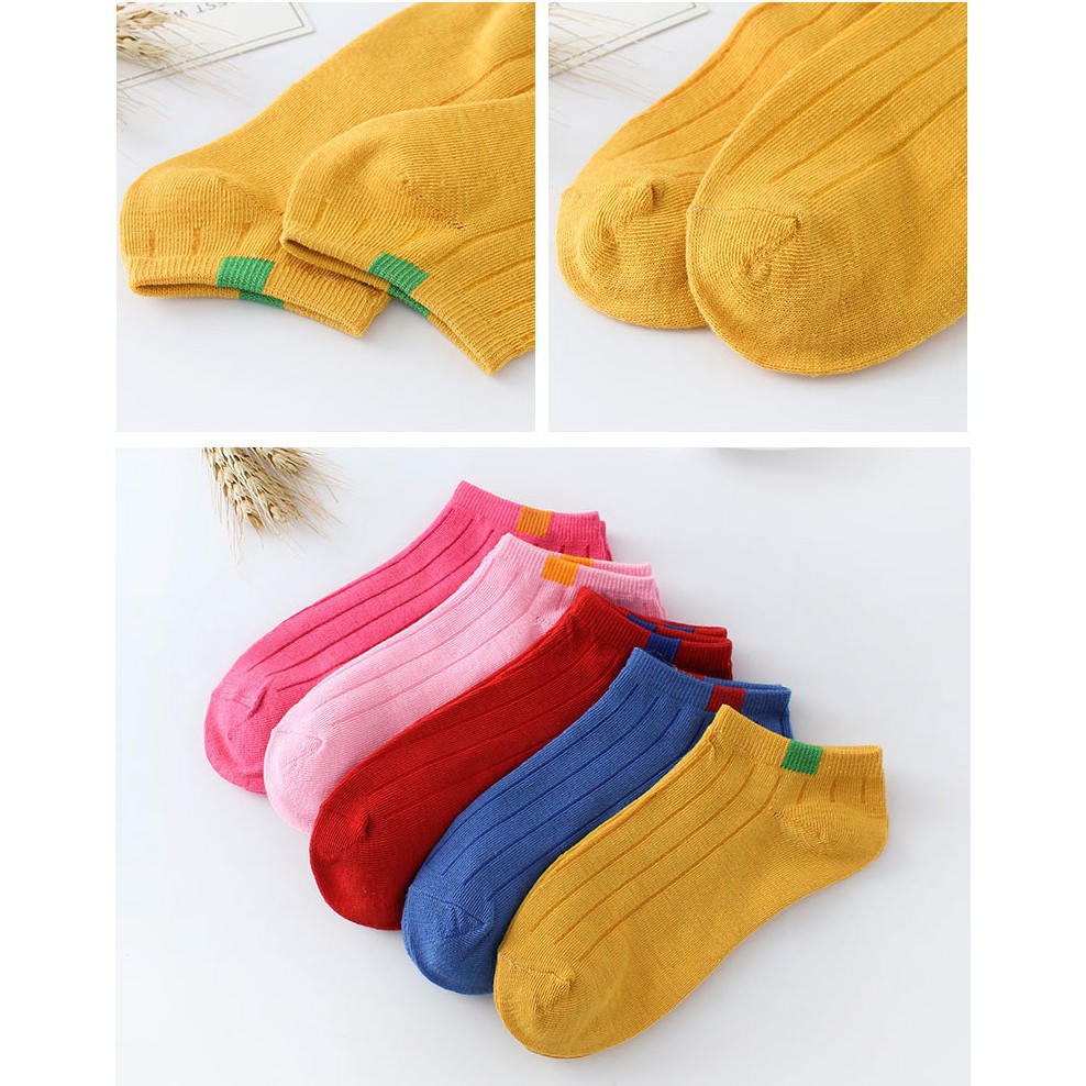 Combo Tất 10 đôi tất gân Vintage cổ ngắn