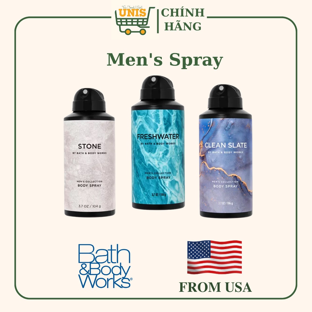 Xịt thơm toàn thân cho nam Bath and Body Works Spray - Body Mist Nam 104G
