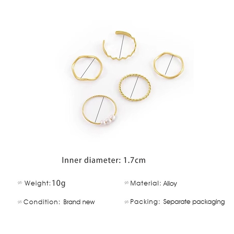 Set 5 Nhẫn Đính Đá Sang Trọng Phong Cách Hàn Quốc Cho Nữ