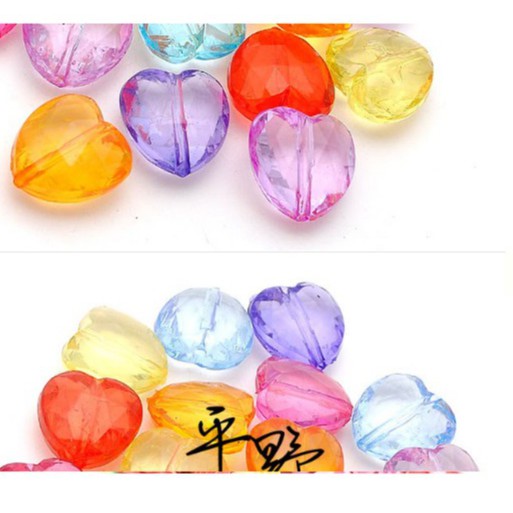 gói 10-25-50gam hạt nhựa trái tim 12mm/28mm màu trong