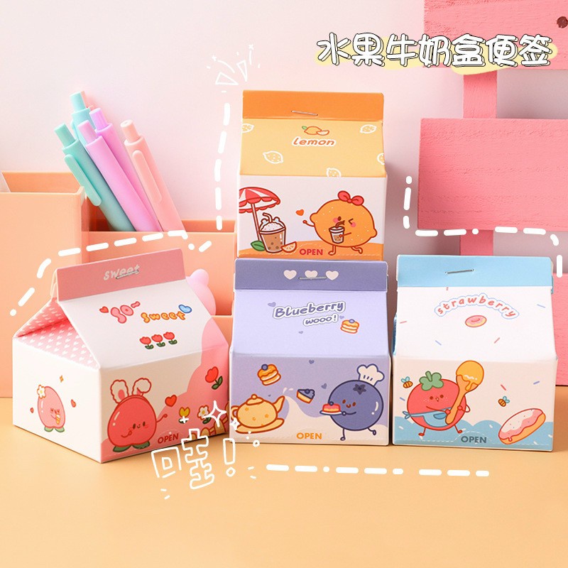 Giấy note viết ghi chú hình hộp sữa