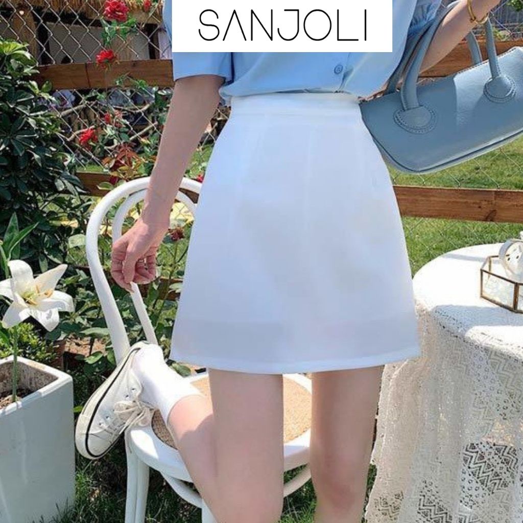 Chân váy chữ A nữ Sanjoli công sở ngắn cạp lưng cao ôm dáng xòe có quần trong thiết kế vintage CV002