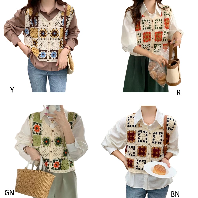 Áo Hai Dây Đan Móc Xuyên Thấu Họa Tiết Hoa Phong Cách Boho Ngọt Ngào Dễ Phối Đồ Cho Nữ U12