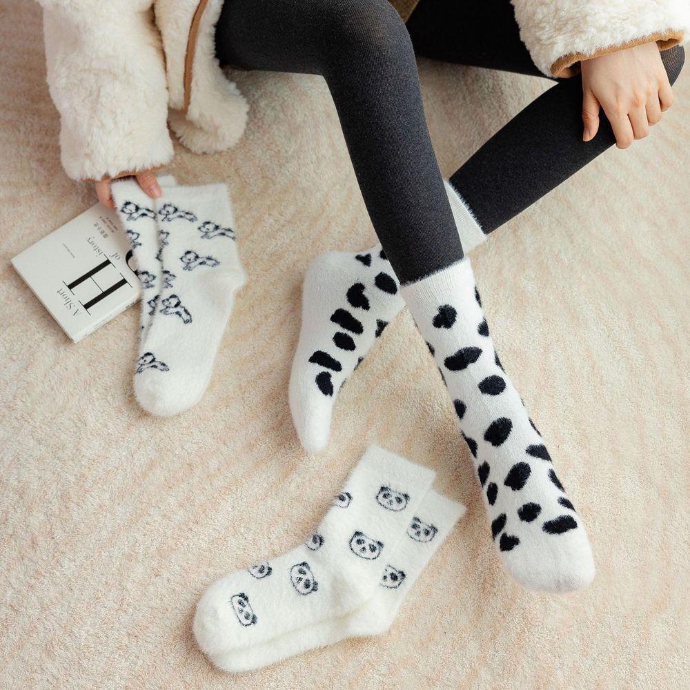 Vớ Cotton Lông Chồn Dày Dặn Ấm Áp Thoáng Khí Họa Tiết Hoạt Hình Dành Cho Nữ