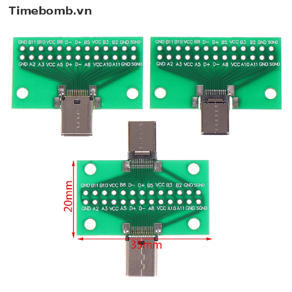 Bảng mạch thử nghiệm PCB cổng USB 3.1 Type-C 24+2P 2.54mm