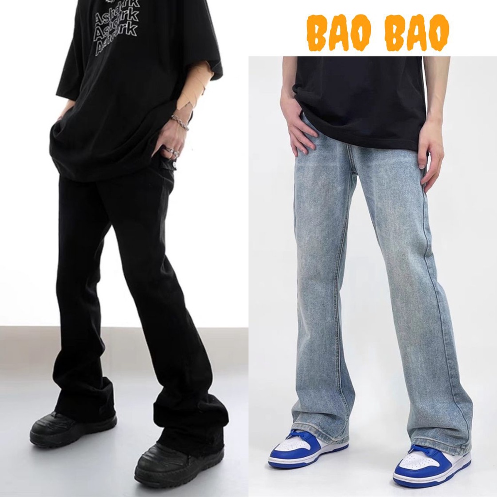 Quần jean nam ống loe màu đen co dãn - quần bò nam hàn quốc 2022 cá tính HOT TREND