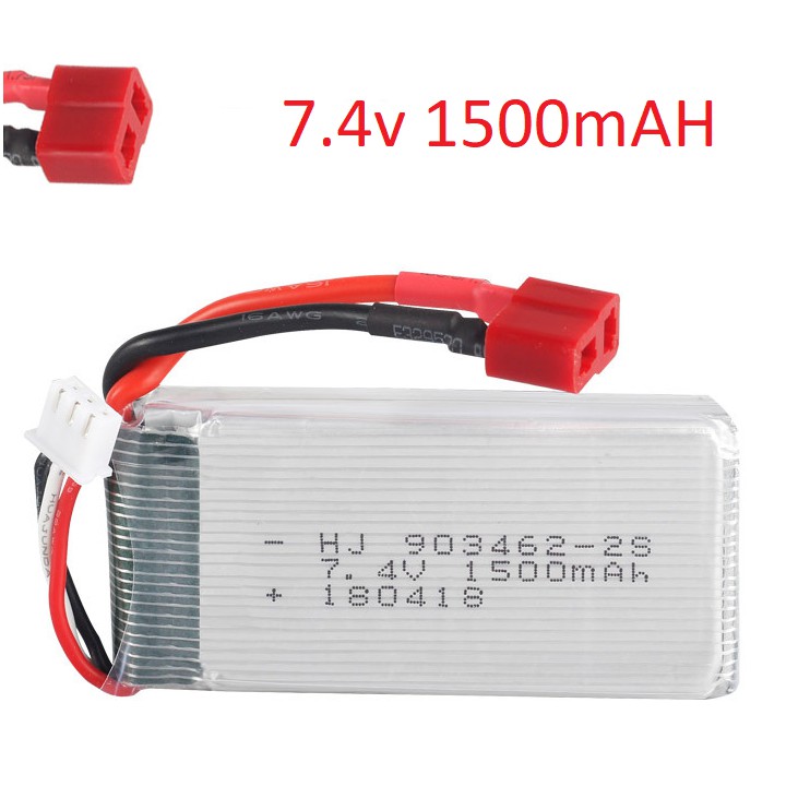 Pin 7.4v 1500mah T Pin sạc đồ chơi điều khiển có mạch bảo vệ xả 25c