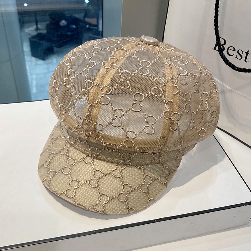 Nón beret phối lưới hình bát giác thoáng khí chống nắng dễ phối đồ phong cách Hàn Quốc thời trang mùa hè