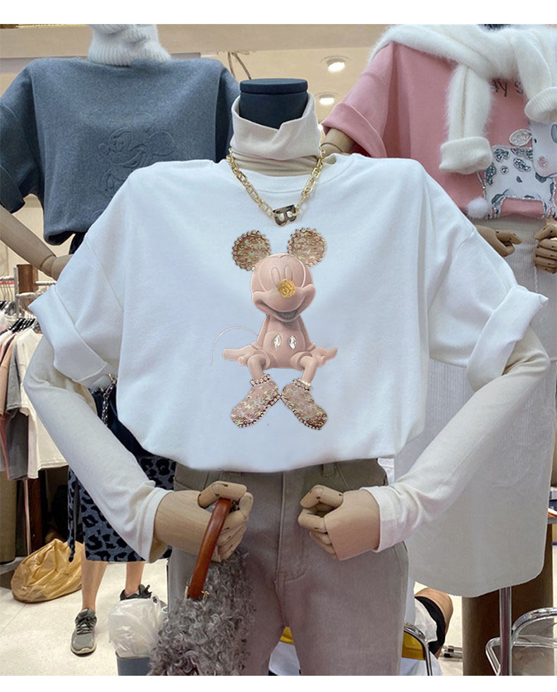 NRVP Áo thun nữ ngắn tay cổ tròn thời trang Hàn 2021