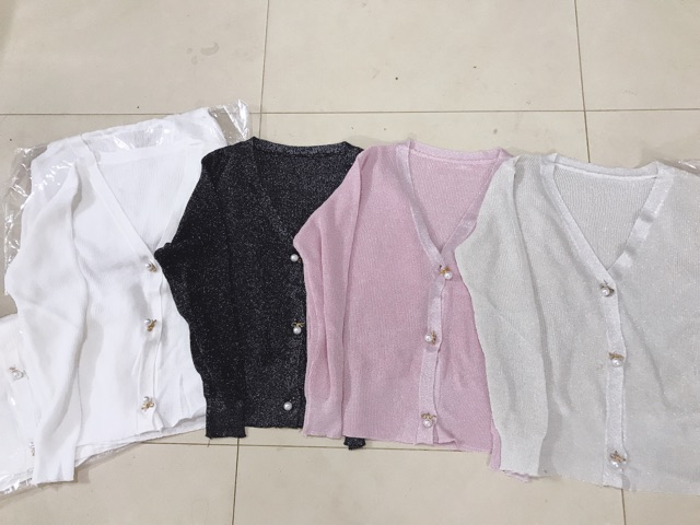 Áo cadigan len nhũ mỏng khuy ngọc, ảnh thật cuối | BigBuy360 - bigbuy360.vn