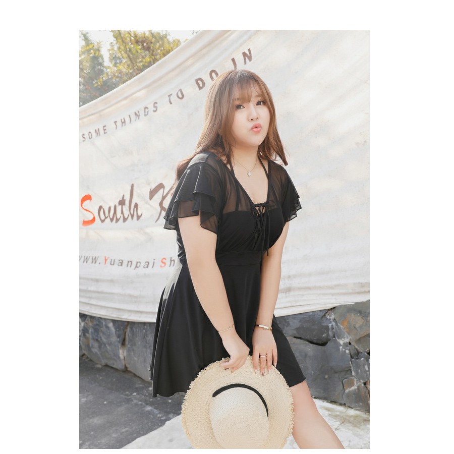 (Big Size)Bikini- Bộ Áo Bơi Liền Thân Ren Có Tay Che Bụng Cho Người Béo Mập | BigBuy360 - bigbuy360.vn