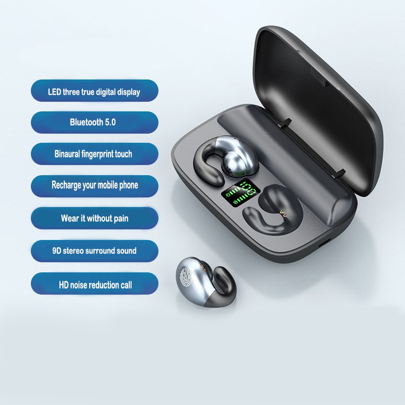 NBX TWS S19 5.0 ear hook bone conduction wireless bluetooth headset with 2200mAh charging box