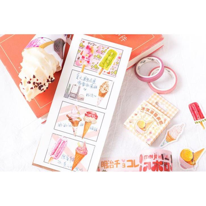 Bộ 45 Sticker Hàn Quốc hình que kem dễ thương dán trang trí E09