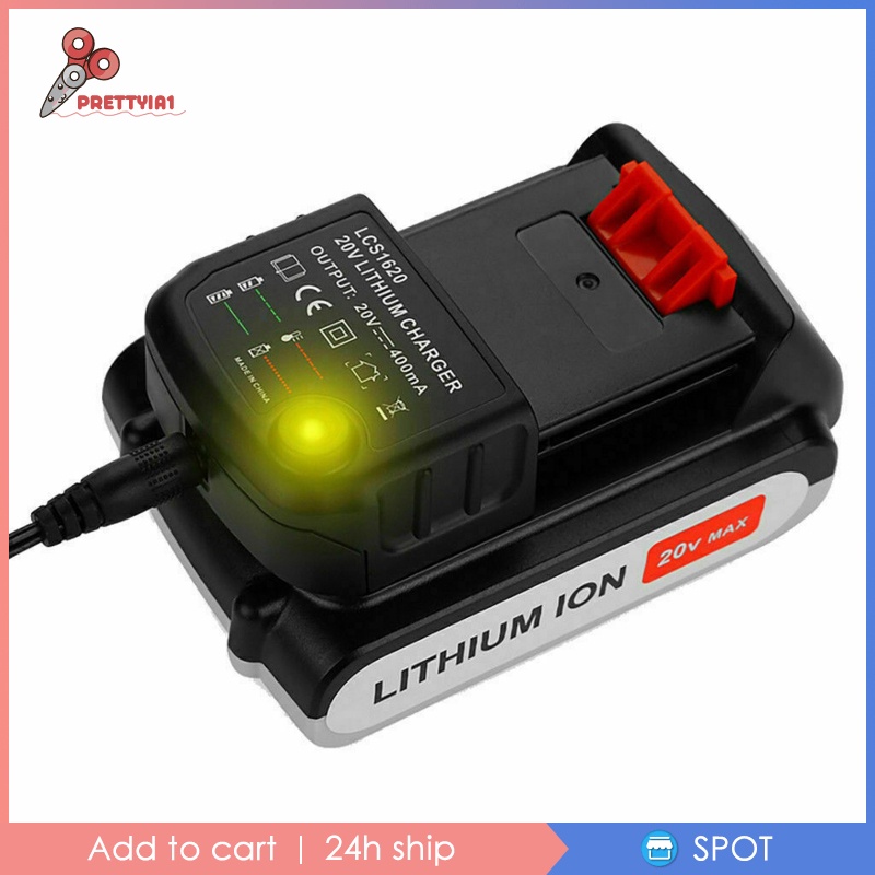 1 Bộ Sạc Pin Lithium Prettyia1 20V Max Cho Black &amp; Decker LBXR20-OPE LB20 LBXR20BT