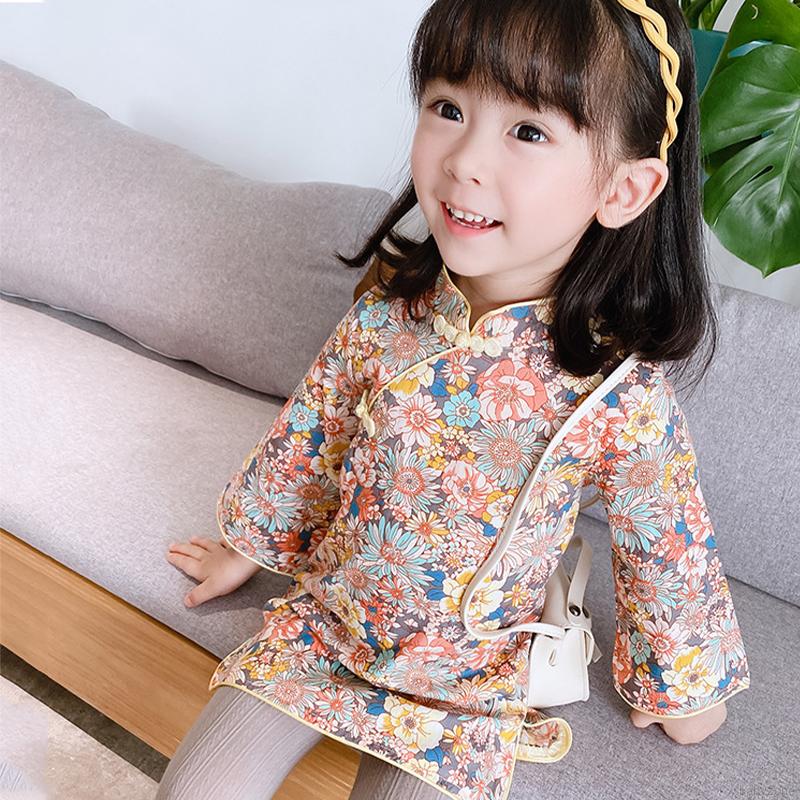 Đầm Sườn Xám Tay Loe Thời Trang Đáng Yêu Cho Bé Gái