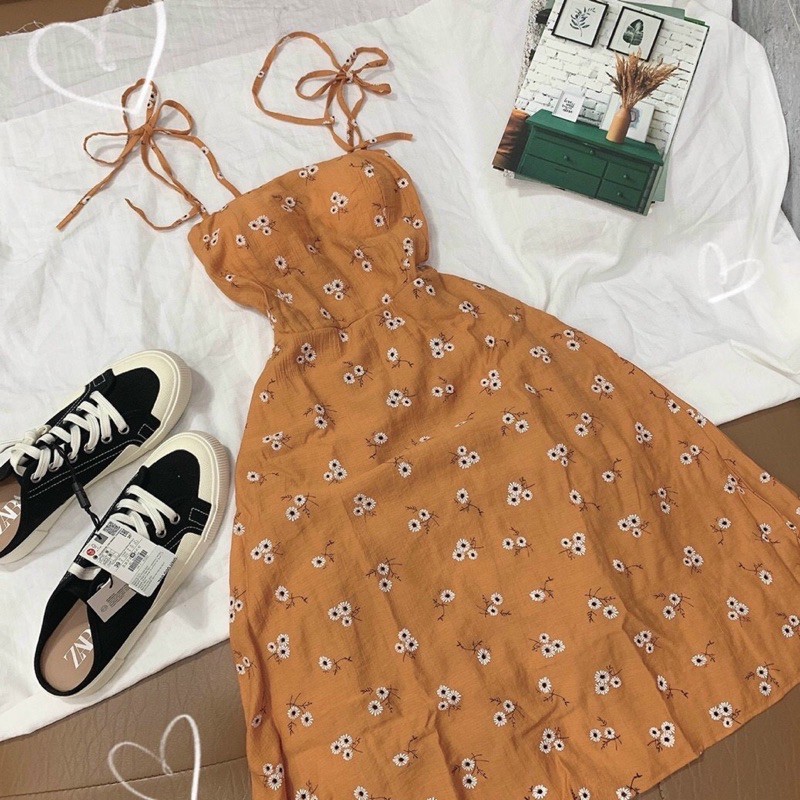 Đầm caro 2 dây cột nơ vai - Hình thật | BigBuy360 - bigbuy360.vn