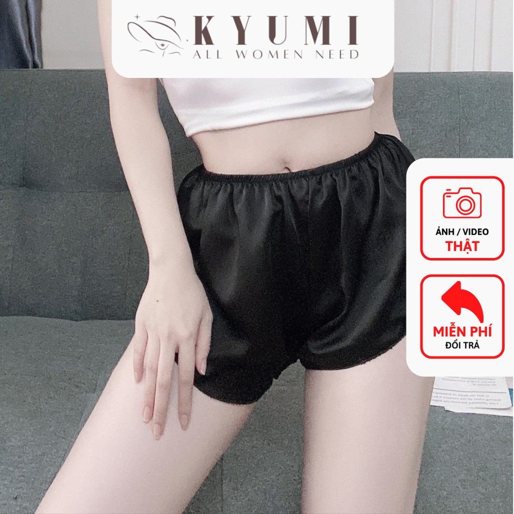 Đồ ngủ sexy quần đùi nữ lưng thun KYUMI OFFICIAL, chất liệu lụa satin mềm mịn mát, freesize 40-60kg tùy chiều cao 032 | BigBuy360 - bigbuy360.vn