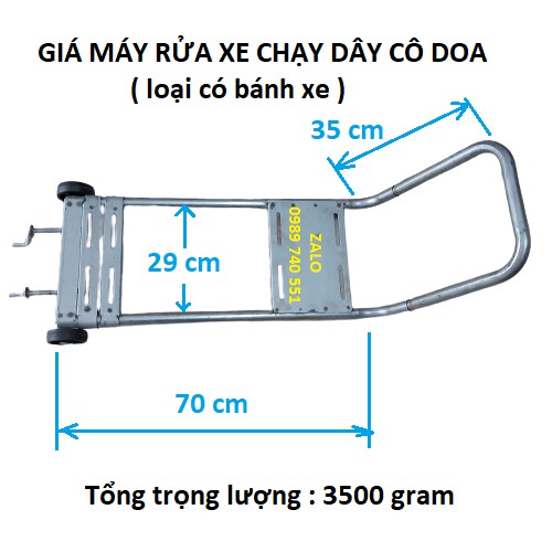 Giá máy rửa xe chạy dây cô doa loại có bánh xe